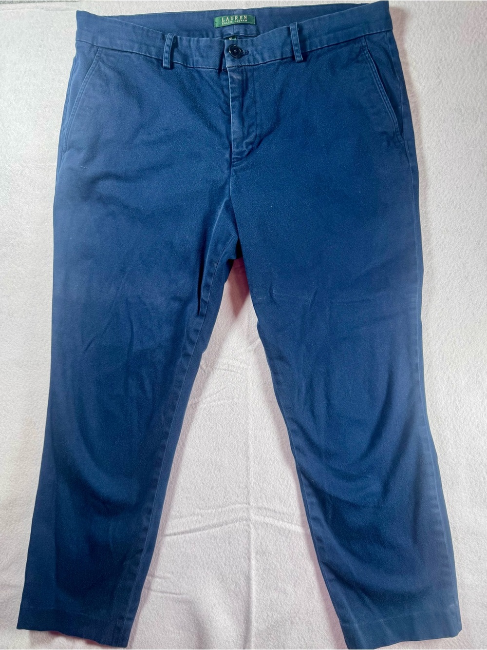 Lauren Ralph Lauren Navy Blue Stretch Capri Pants Women’s Size 12 Cotton Blend